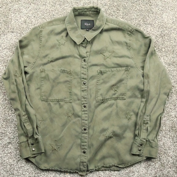 Rails shirt Button Down Shirt Women's Medium Star Embroidered linen pear snap - Picture 1 of 13